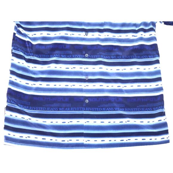 Southpole Striped Shirt Blue White Large Button-Down Retro Y2K Streetwear - Picture 4 of 11